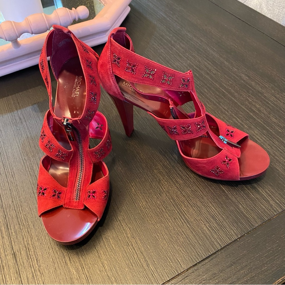 Michael Kors Red Suede Heel New Never Worn